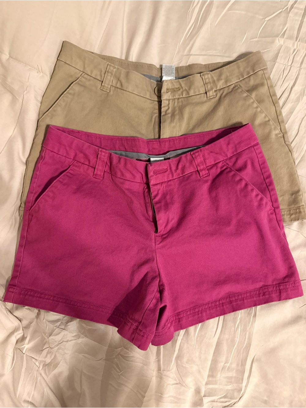 2 Pairs bcg Pink and Tan Women's Chino Shorts - Picture 1 of 9